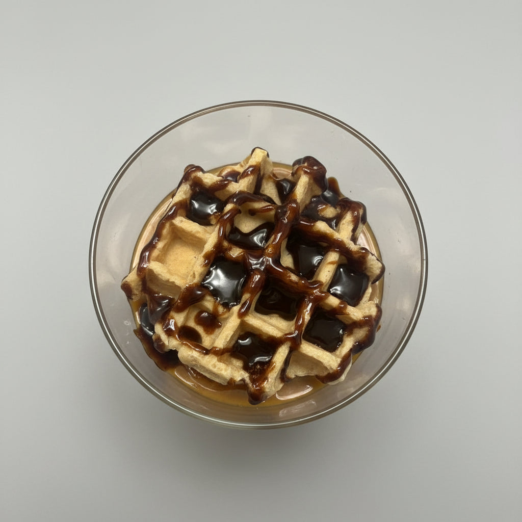 decretive waffle wax melt with a butterscotch and vanilla scent 